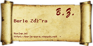 Berle Zóra névjegykártya